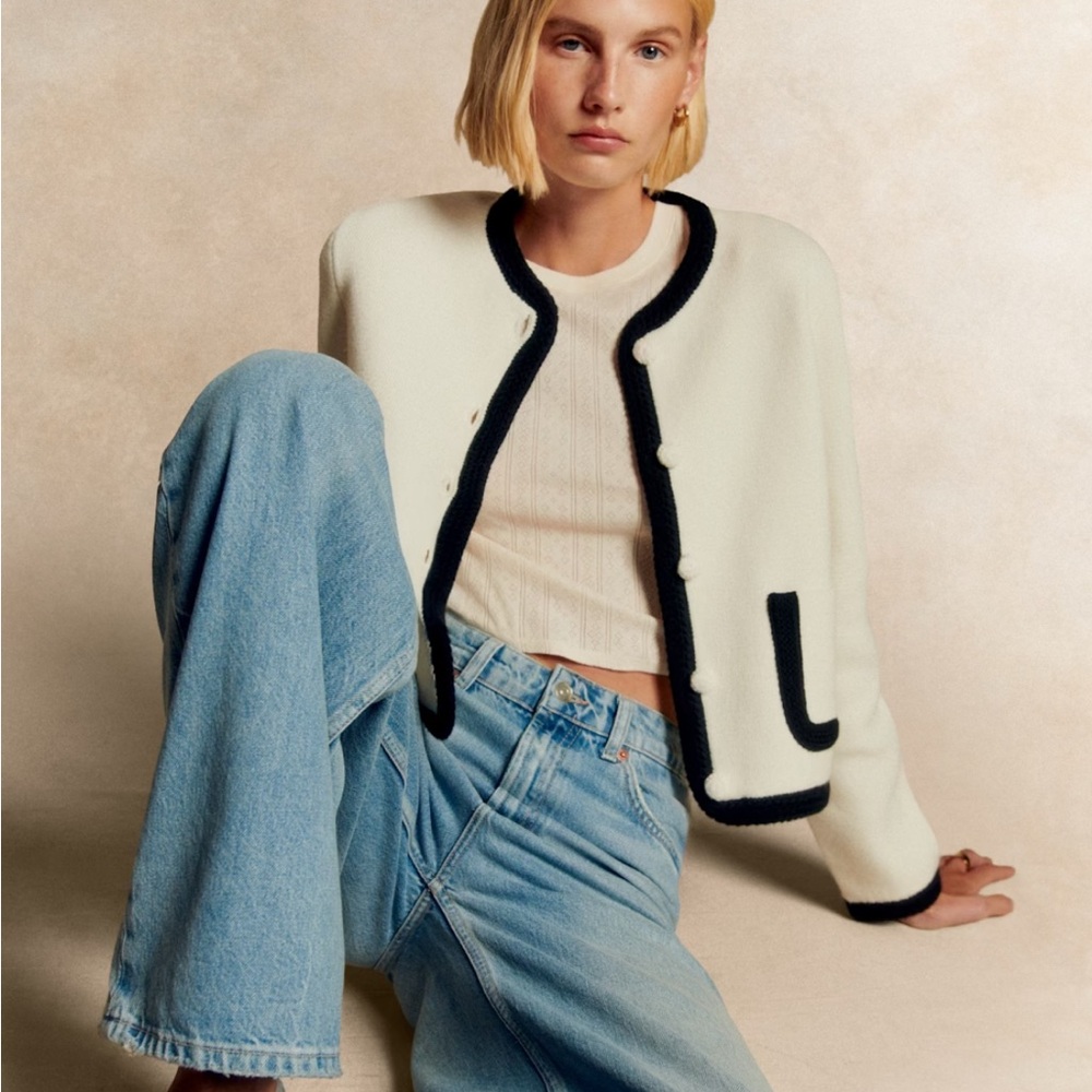 Sezane Auguste Ecru and Black Jacket, S, NWT - Picture 7 of 7